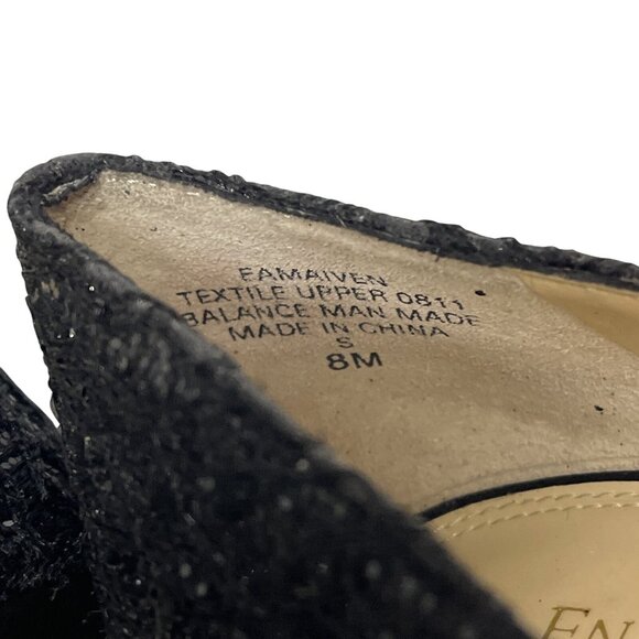 Enzo Angiolini EAMAIVEN Black Glitter Stiletto Open Toe Pump Sz 8 M High Heel - Picture 8 of 10